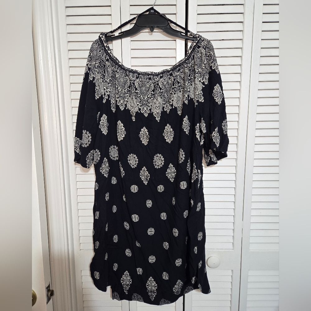 Spiaggia Dolce Women's 2X Navy Patterened Dress